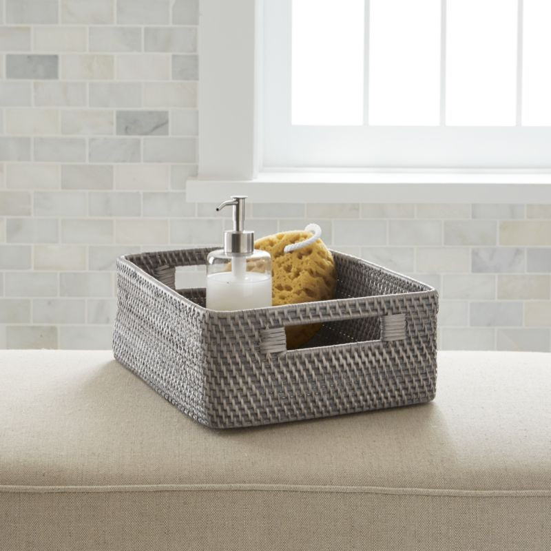 Sedona Grey Low Open Tote | Crate & Barrel