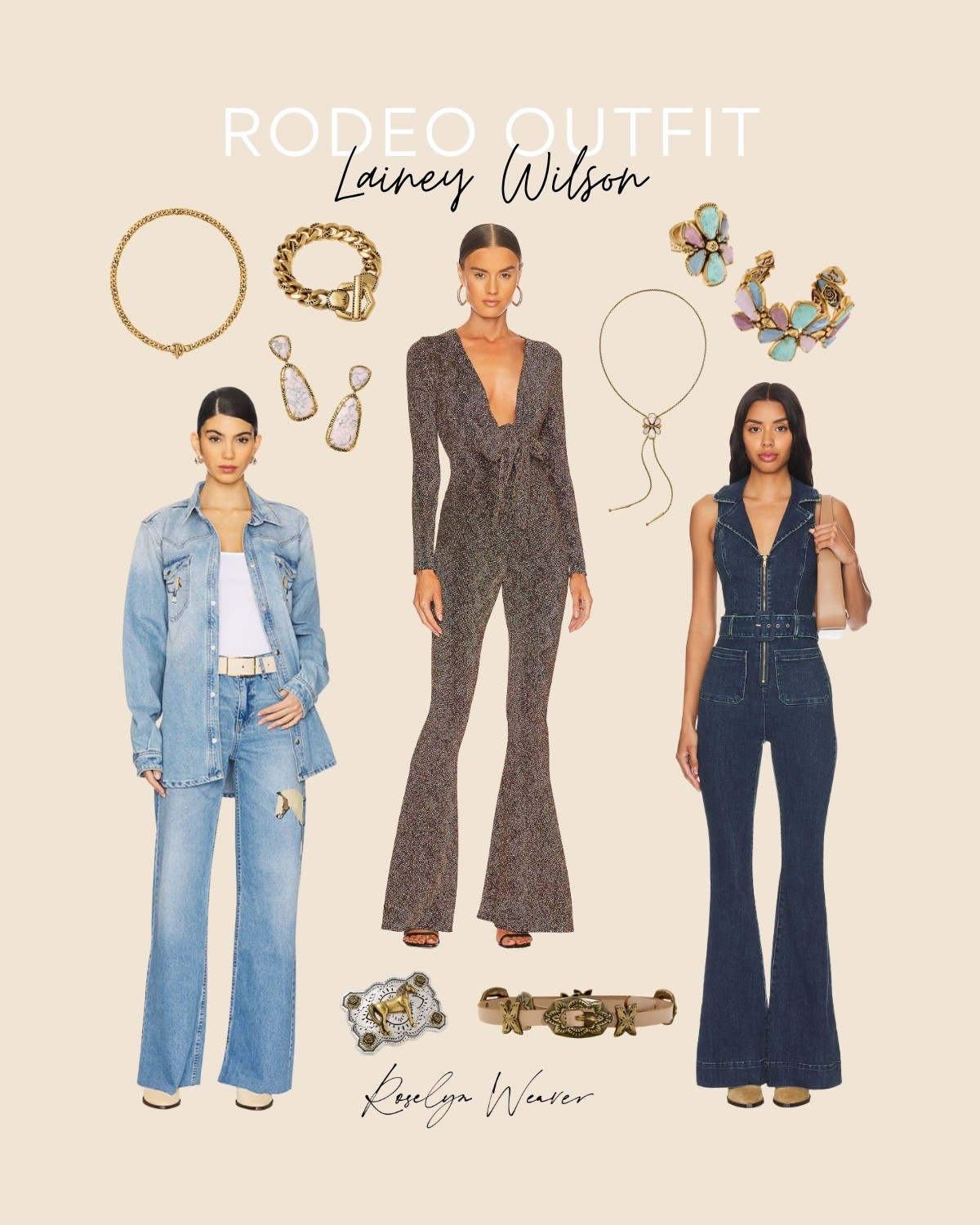 Rodeo outfits perfect for a Lainey Wilson concert 👢👢

Western outfit, denim jumpsuit, Kendra Scott yellow rose jewelry, revolver denim matching outfit, western belt, denim button downn

#LTKSeasonal #LTKSaleAlert #LTKOver40