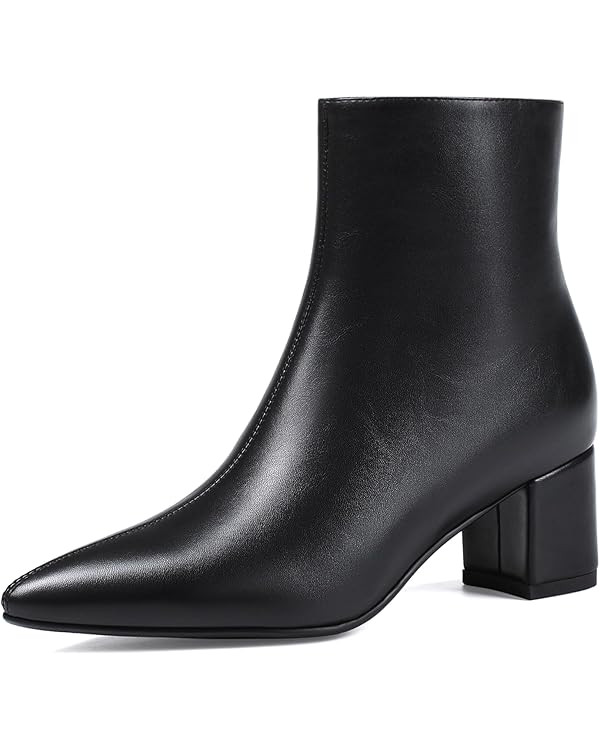Women's Ankle Boots Pointed Toe Chunky Block Heel Short Boots for Women Low Heeled Booties | Amazon (US)