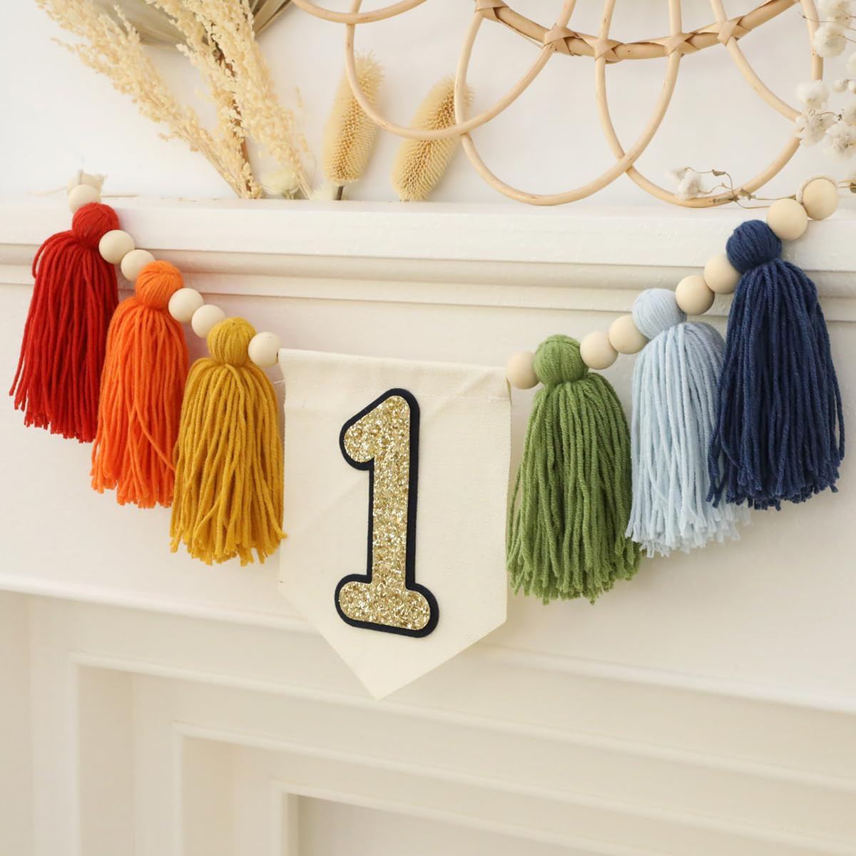 Handmade Rainbow 1st Birthday High Chair Banner Party Decoration For Girl Baby Wall Hangings Deco... | Amazon (US)
