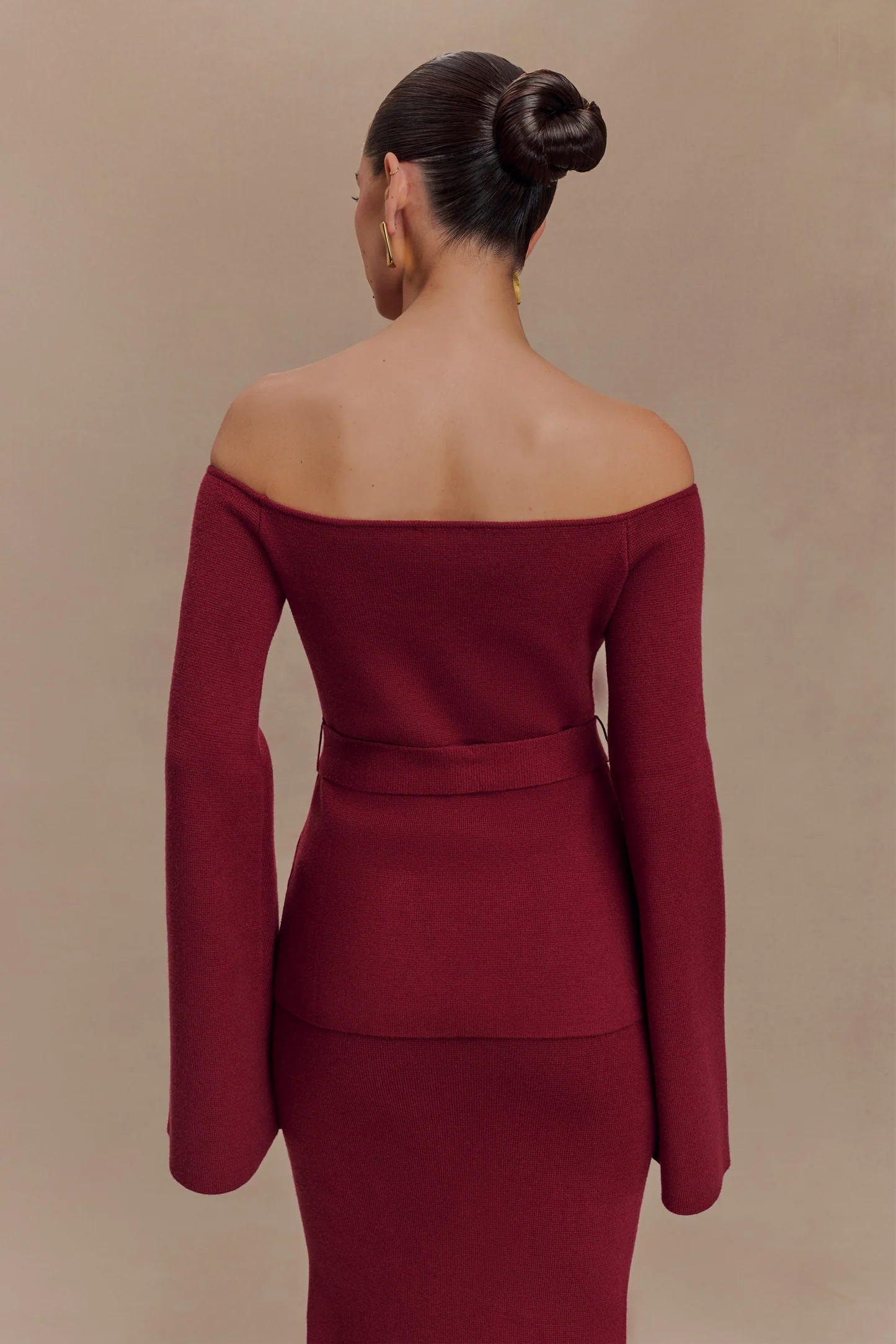 Kyle Off Shoulder Knit Top - Cherry Red | MESHKI US