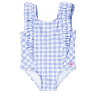 Rufflebutts Baby Girls Upf50+ Waterfall One Piece - Periwinkle Blue Gingham, 6-12m | Target