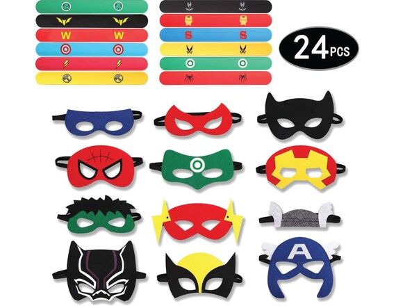 Superhero Party Masks & Superhero Slap Bracelet for Kids | Etsy | Etsy (US)