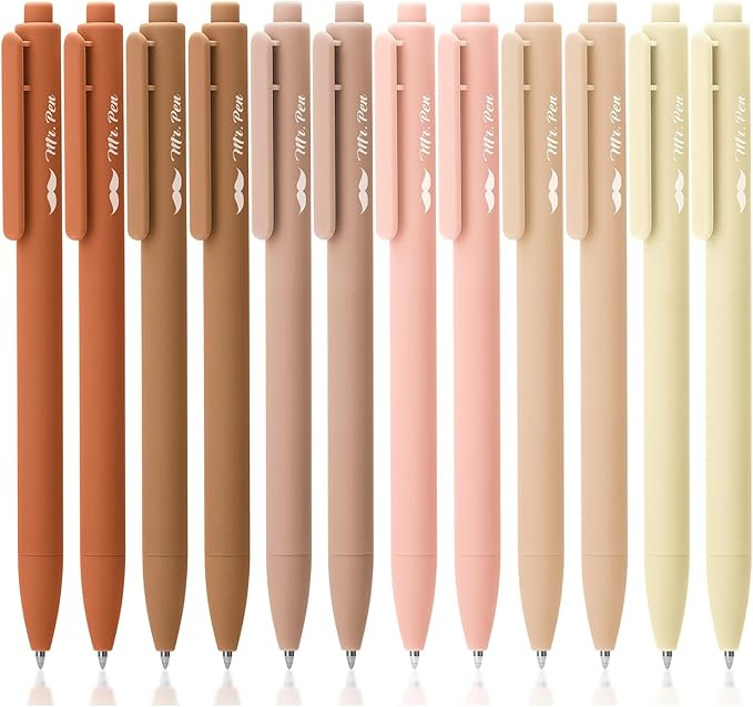 Mr. Pen- Retractable Gel Pens, 12 Pack, Black Ink, Natural Colors Barrels Gel Pens | Amazon (US)