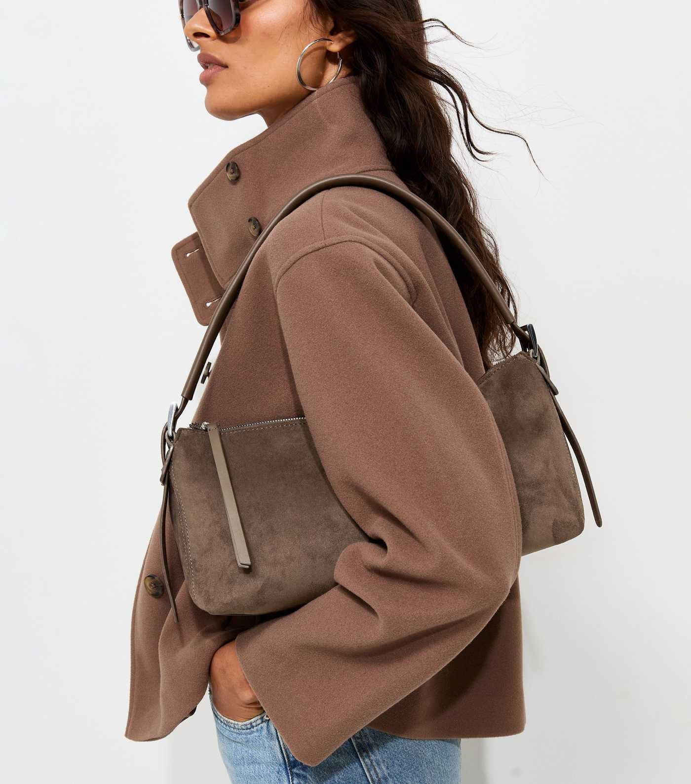 Grey Faux Suede Shoulder Bag | New Look | New Look (UK)