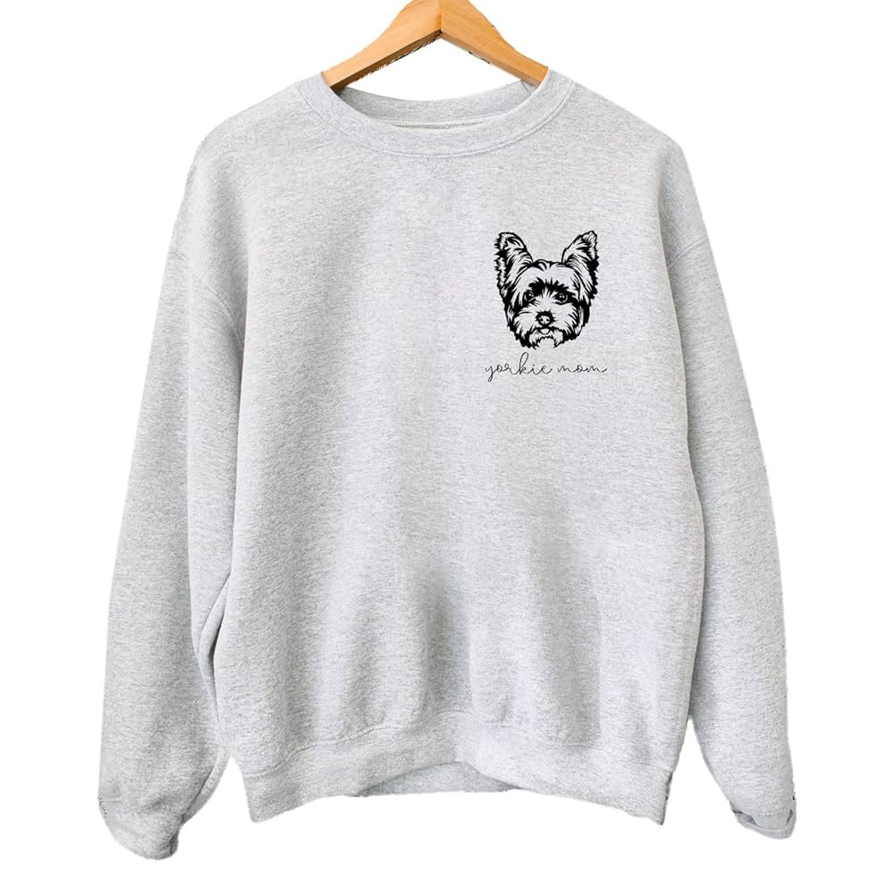 Yorkshire Terrier Mama Women's Long Sleeve Crewneck Yorkie Dog mom Sweatshirt Yorkshire Terrier P... | Amazon (US)