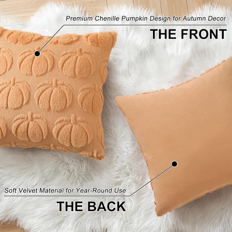 decorUhome Fall Throw Pillow Covers 18x18 Pack of 2, Soft Plush Faux Wool Couch Pillow Covers, Or... | Walmart (US)
