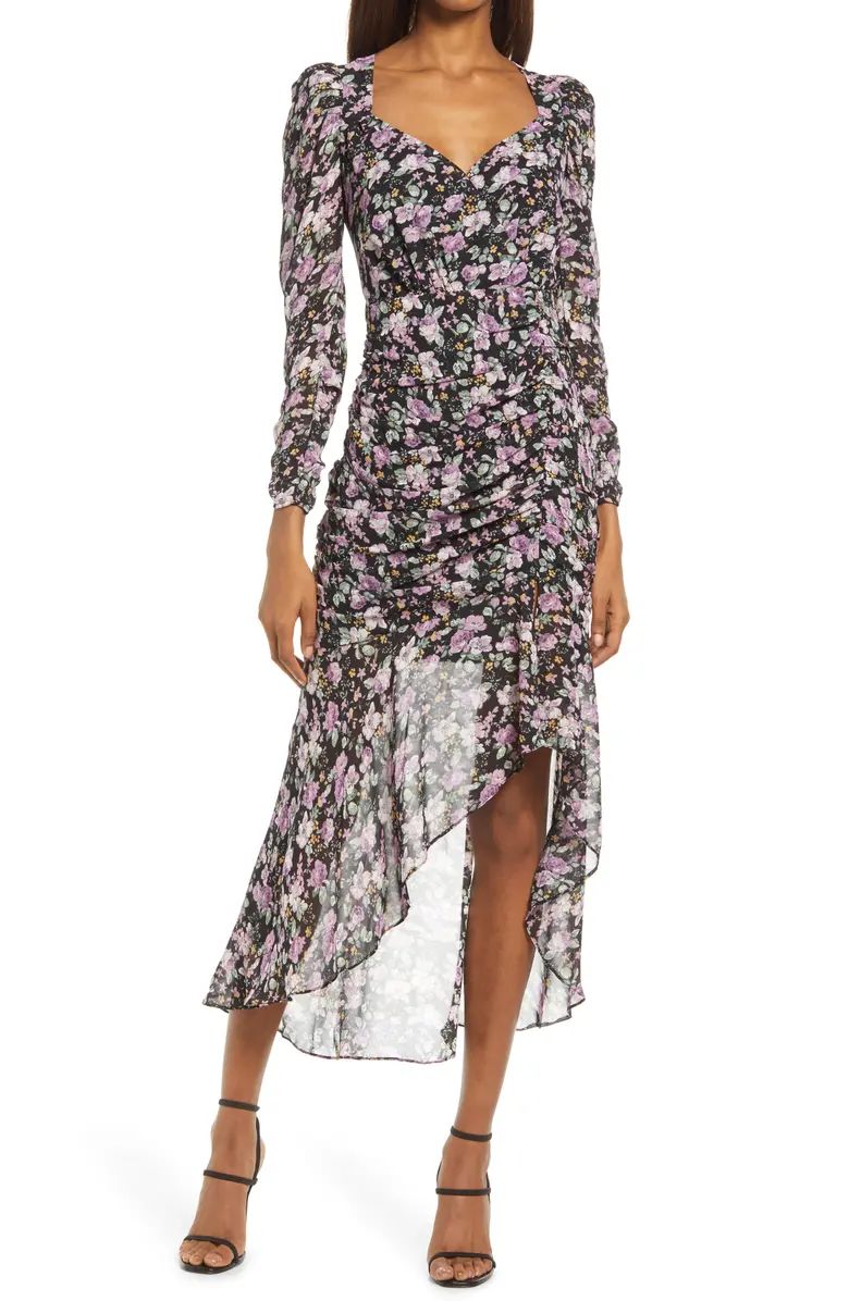 Floral Print Ruched Long Sleeve Dress | Nordstrom