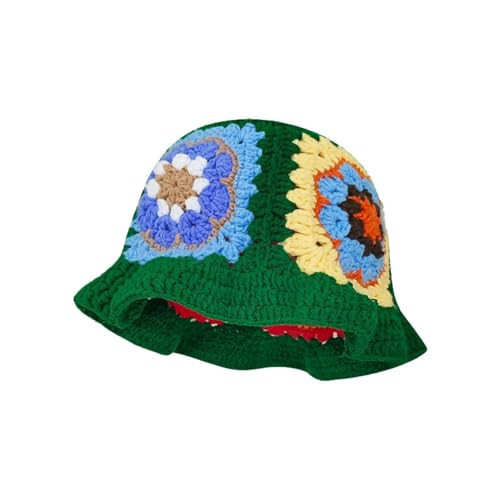 HCBLWY Crochet Bucket Hat Handmade Foldable Cap Knit Fisherman Caps Travel Hats Knitted Hats for Women (B-Green) | Amazon (US)