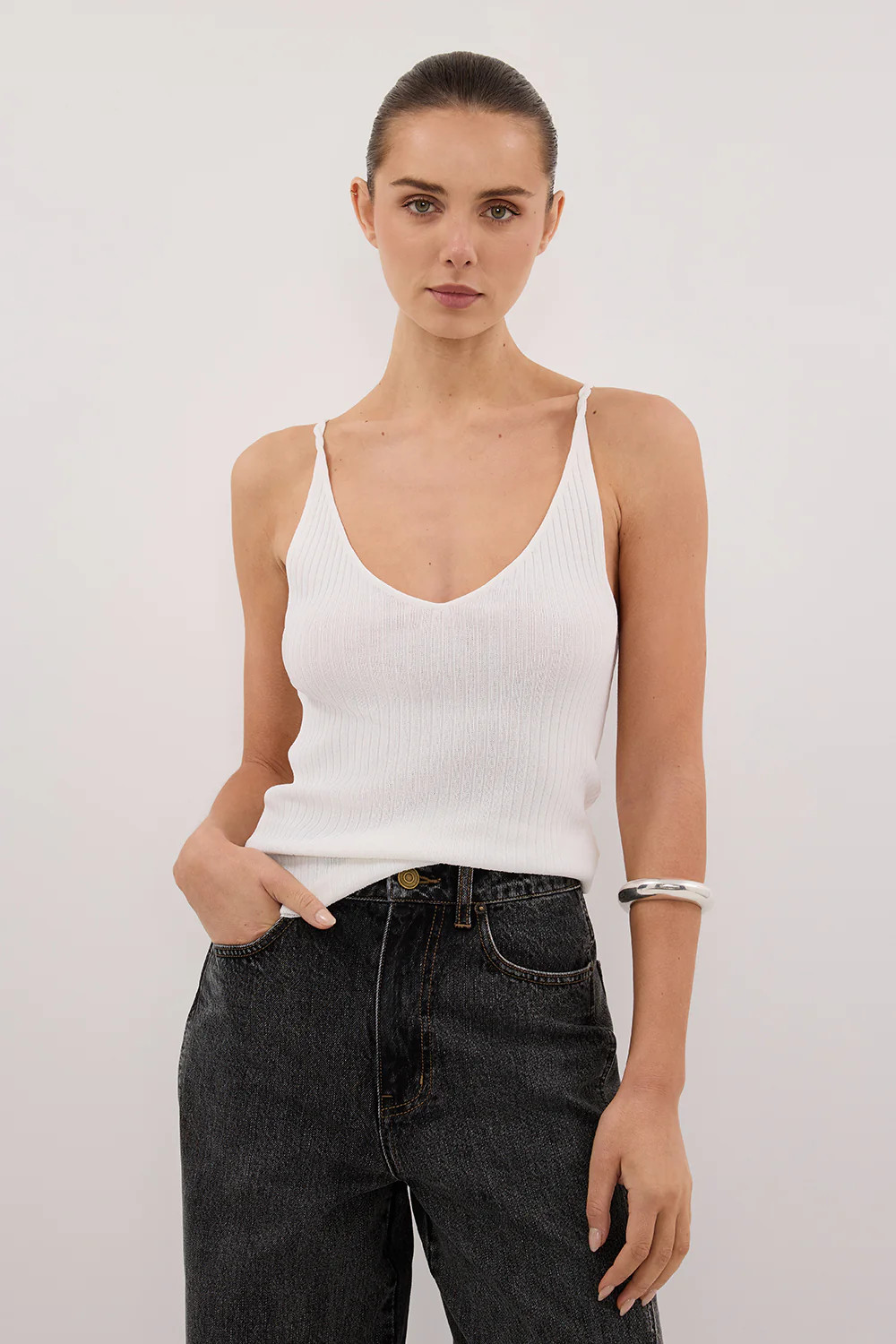JOY OFF WHITE TWIST KNIT TANK | DISSH