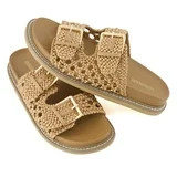 Cushionaire Weaver Summer Sandals for Women - Shiny Raffia Woven Slip On Womens Slides with Adjus... | Walmart (US)