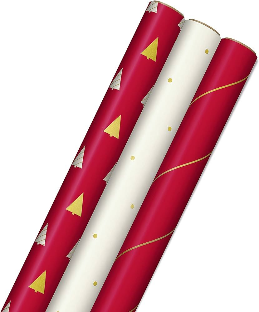 Hallmark Minimalist Christmas Paper with Cutlines on Reverse (3 Rolls: 120 sq ft TTL) Gift Wrap, ... | Amazon (US)