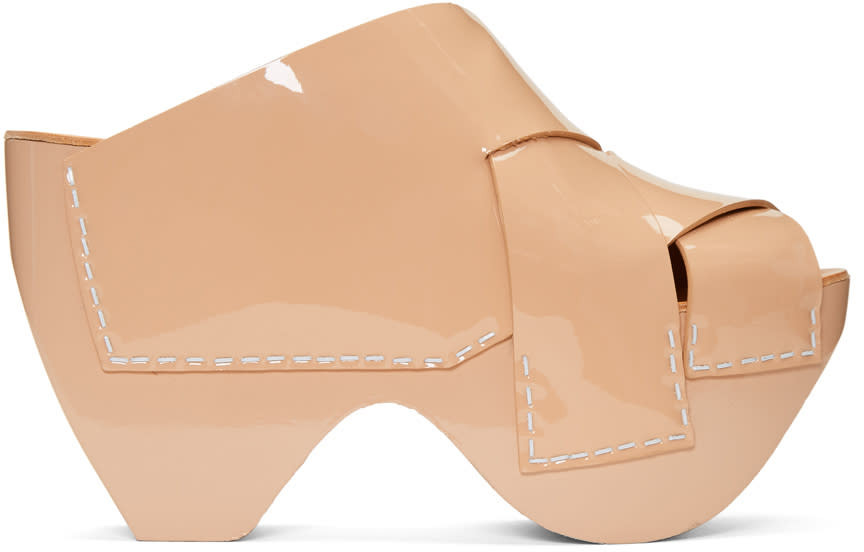 Acne Studios Beige Patent Callie Mules | SSENSE