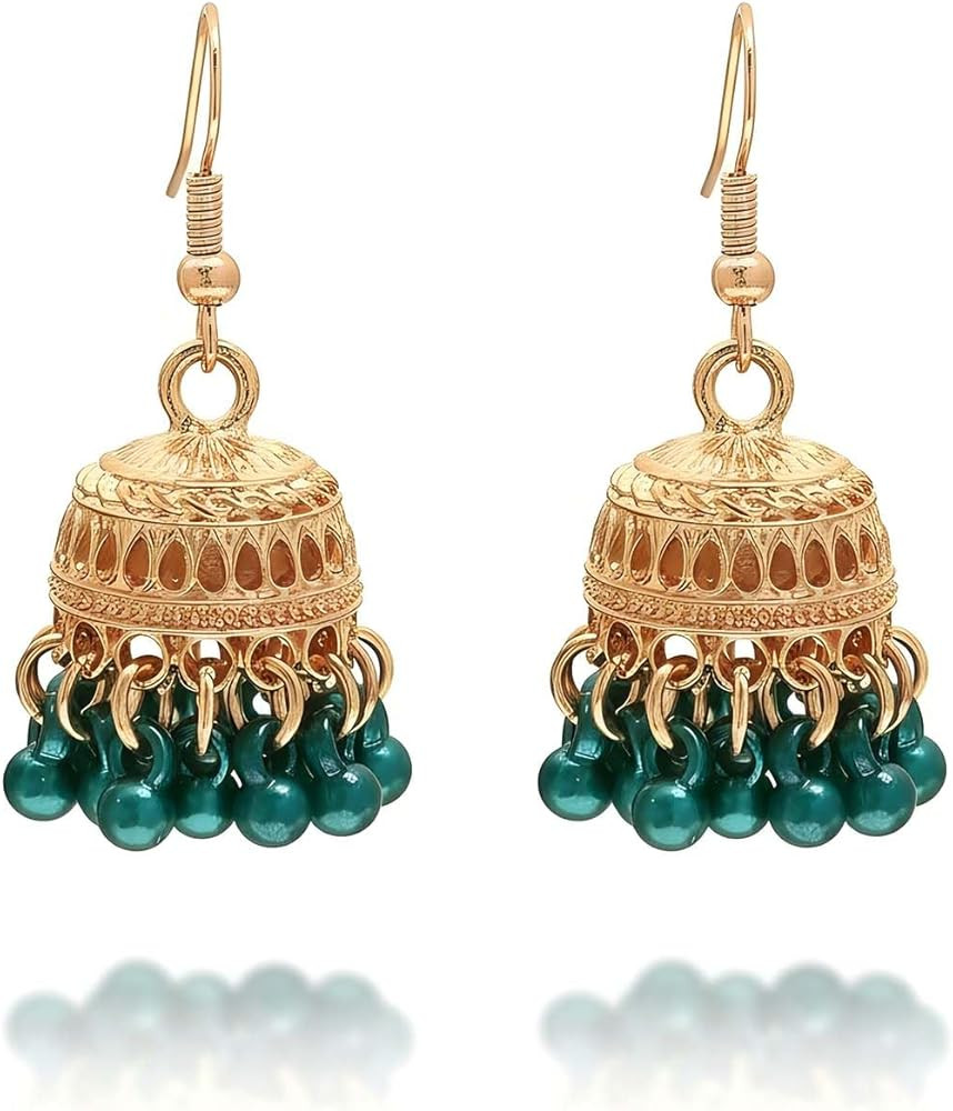 Indian Earrings for Women Gold Jhumkas Indian Earrings Dangle Chandelier Boho Jewelry Lightweight | Amazon (US)