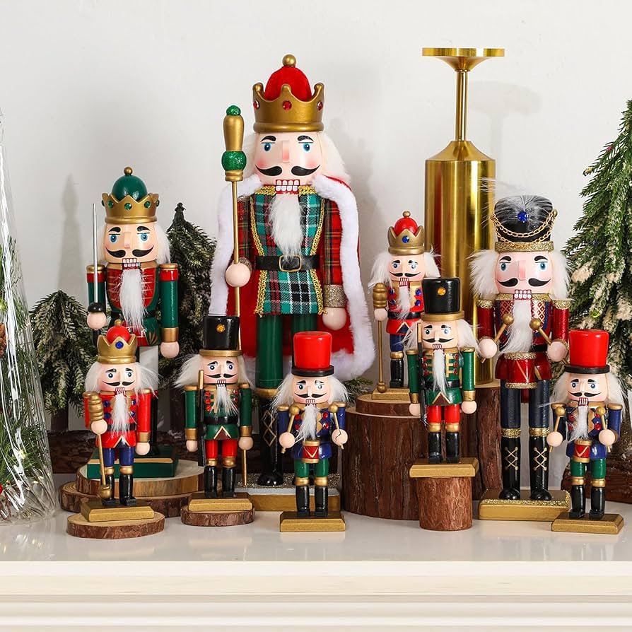 Syhood 9 Pcs Christmas Wooden Nutcracker Ornaments Nutcracker Christmas Decor Christmas Nutcracke... | Amazon (US)