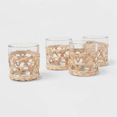 9oz 4pk Glass Natural Wrapped Tumblers - Threshold™ | Target