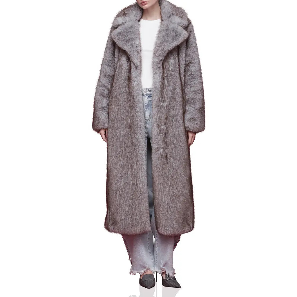 Avec Les Filles Faux Fur Longline Coat in Sky at Nordstrom, Size Small | Nordstrom