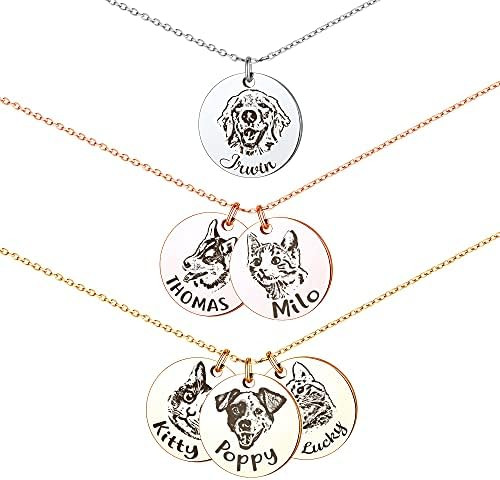 Anavia Personalized Pet Portrait Necklace, Handmade Memorial Jewelry Gift, Custom Round Disc Phot... | Amazon (US)