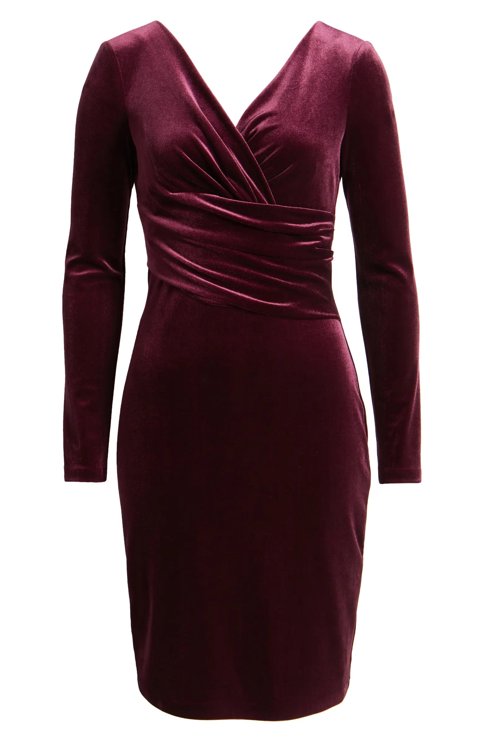 Ruched Long Sleeve Velvet Body-Con Dress | Nordstrom