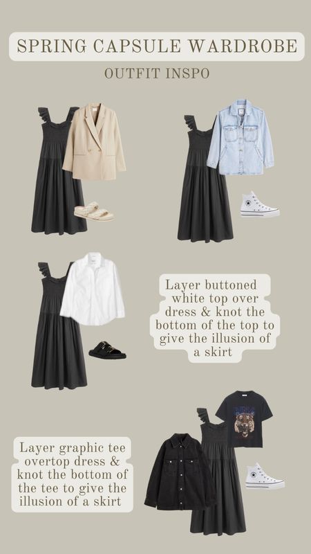 Spring 2023 capsule wardrobe — black midi dress outfit inspo 

#LTKSeasonal #LTKFind #LTKstyletip