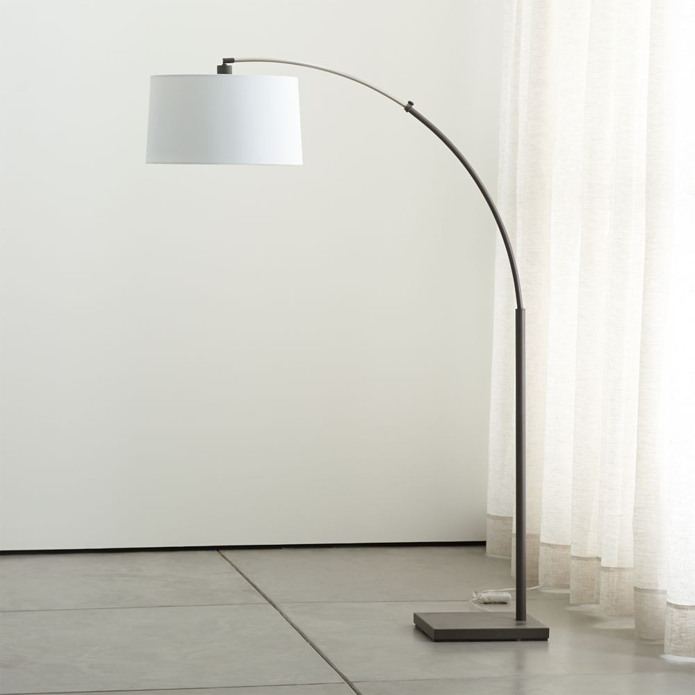 Dexter Arc Floor Lamp with White Shade | Crate & Barrel