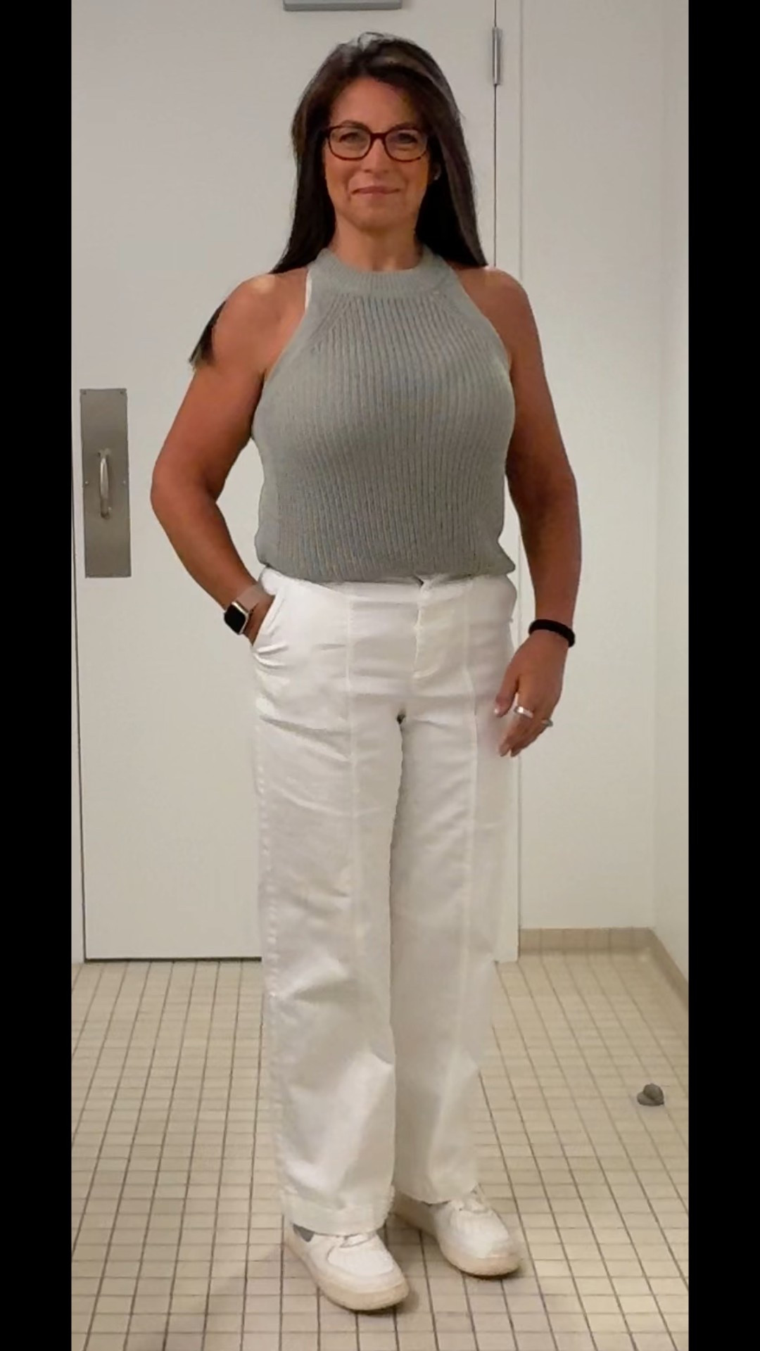 Happy Tuesday, OOTD, white pants (4) - heavy cotton with light stretch, tank is an old top, no match, added lots of others. Nike Air Force ones! 

#LTKWorkwear #LTKOver40