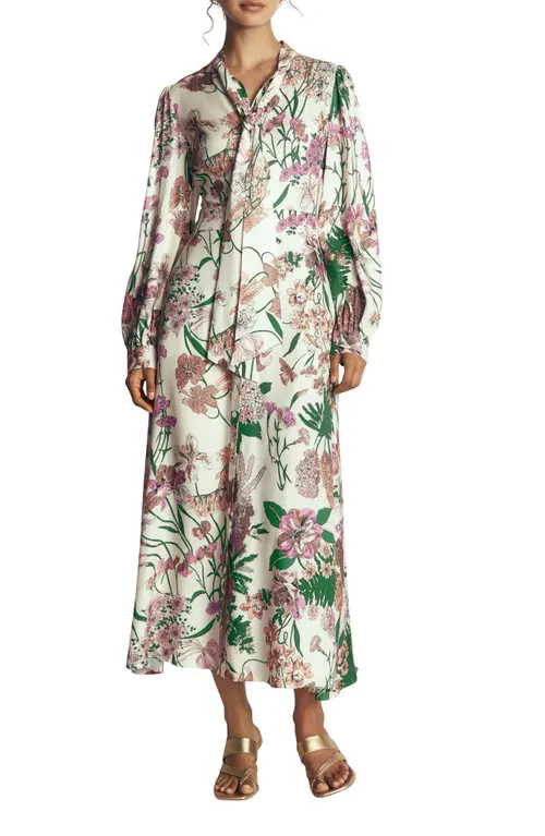Boden Whimsical Flora Bow Detail Shirtdress in Whimsical Ivory Floral at Nordstrom, Size 0 | Nordstrom