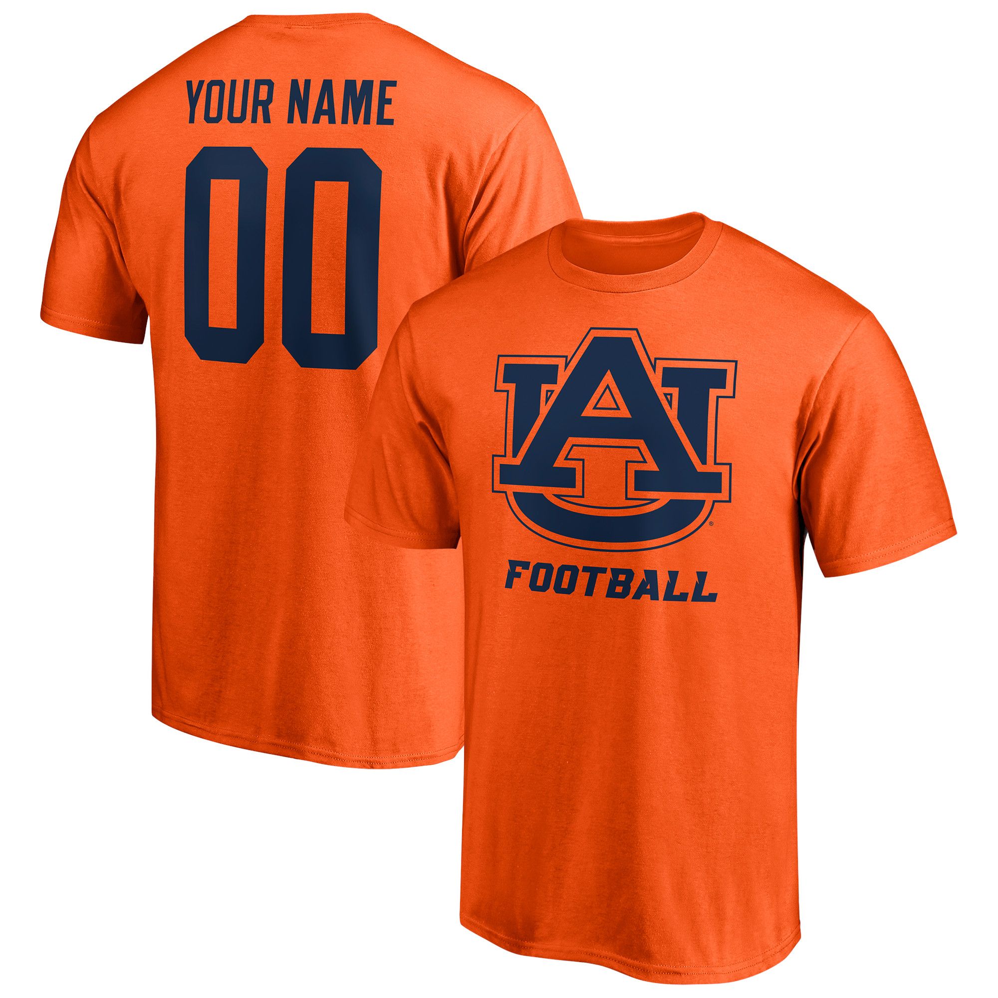 Men's Fanatics Branded Orange Auburn Tigers Personalized Any Name & Number One Color T-Shirt | Fanatics