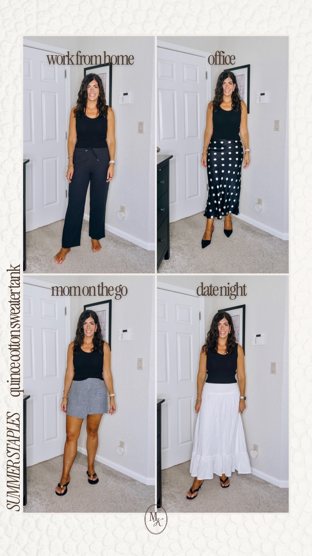 Summer staples from @quince Love how easy this cotton sweater tank can be incorporated anywhere!  In a medium in all!
#quincepartner

#LTKMidsize #LTKOver40 #LTKWorkwear