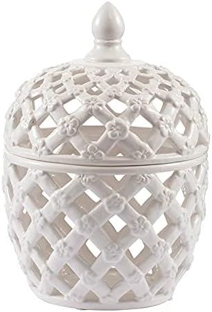 A&B Home Ceramic Lidded Jar White Porcelain Jar Home Décor Tabletop Decorative 8x8x12" | Amazon (US)