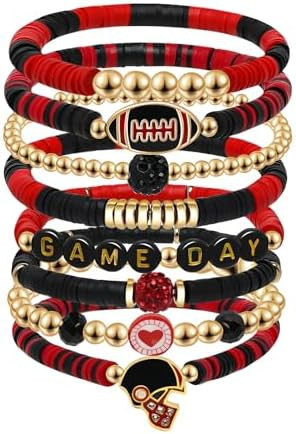 Artlunar Game Day Football Charm Bracelet: Stackable Sports Jewelry for Moms & Dads - Perfect for... | Amazon (US)