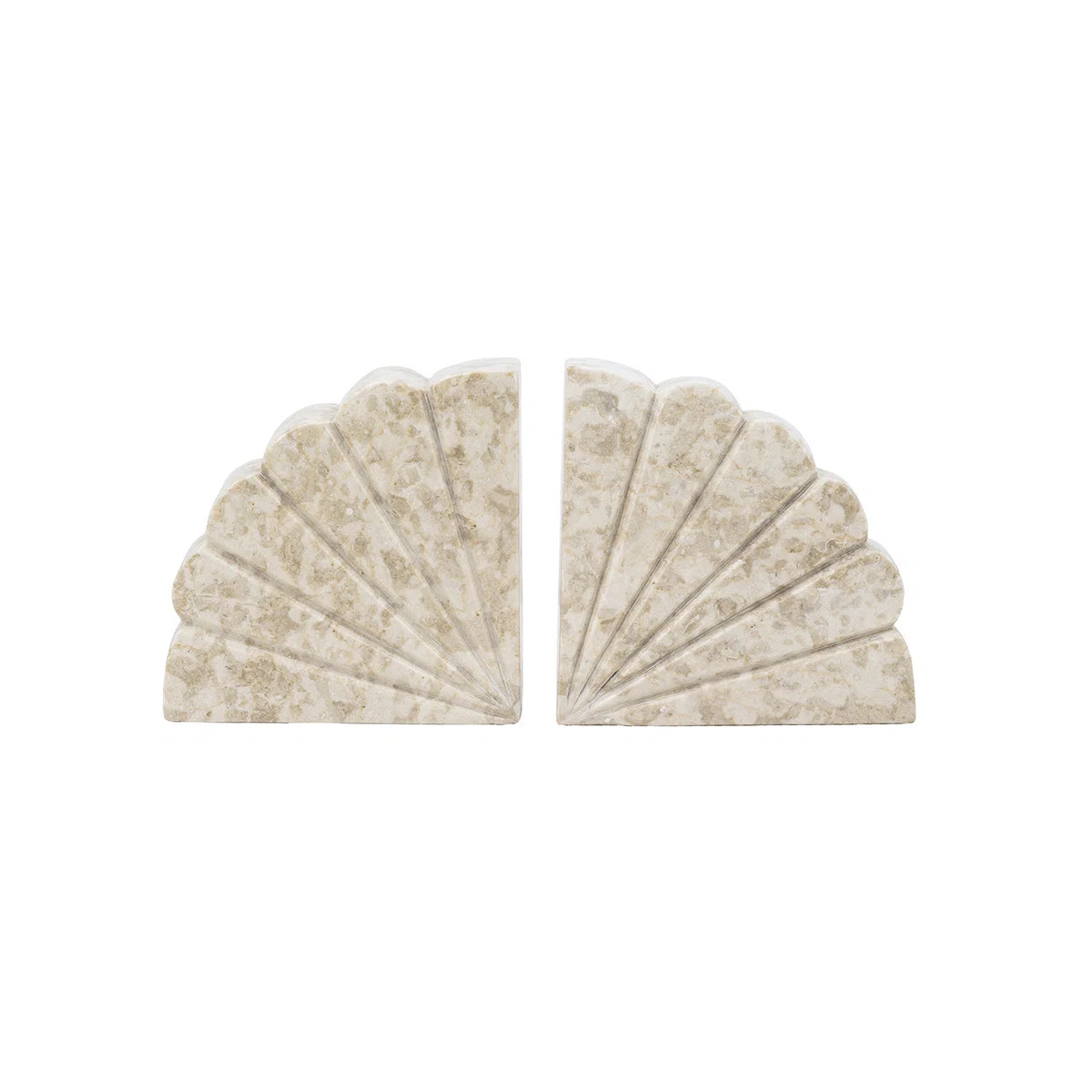 S/2 12x6x2" Fan Shaped Cream Marble Bookends | Wayfair North America