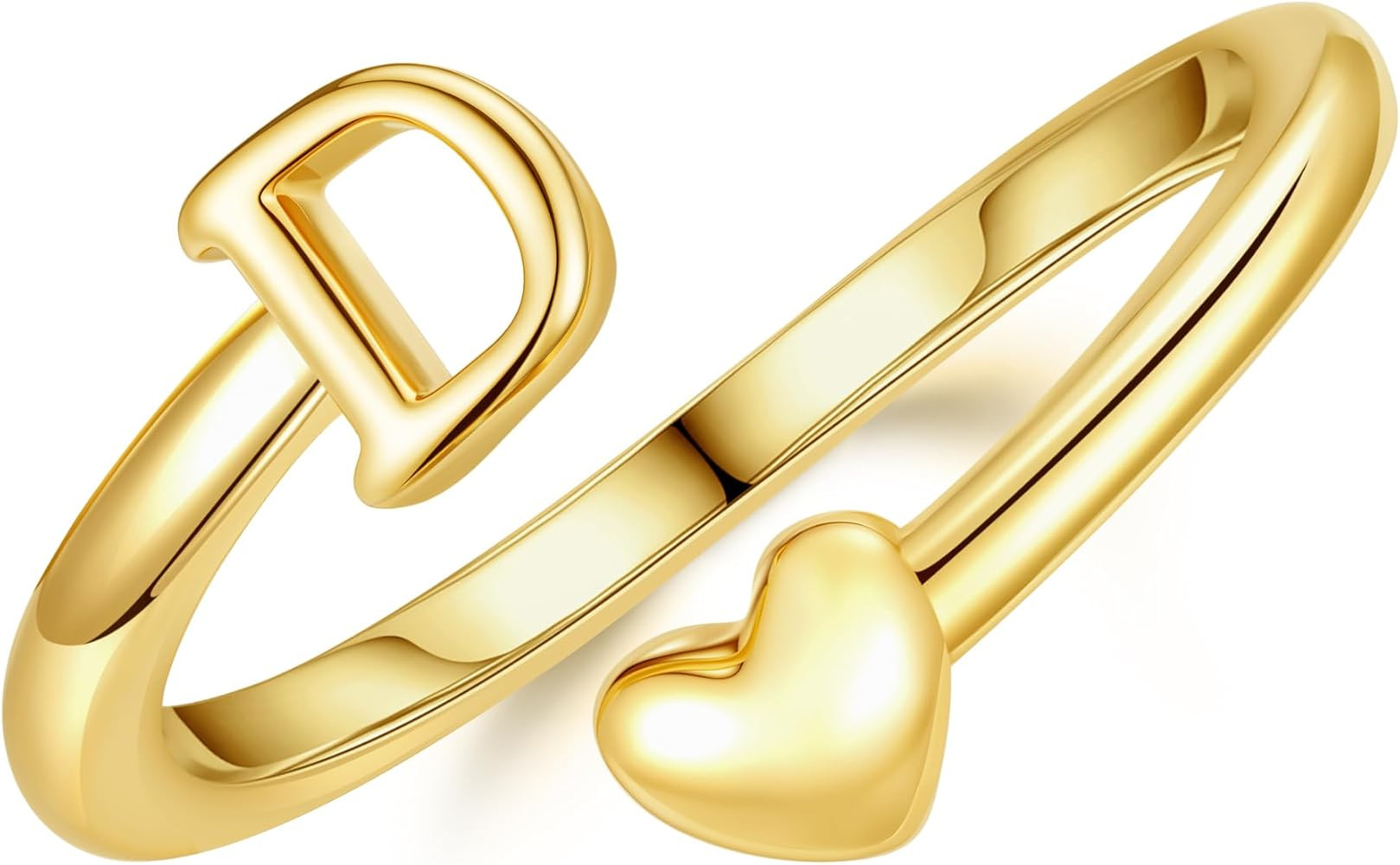 M MOOHAM Valentines Day Gift - Gold Rings for Women Girls 14K Gold Plate Initial Rings for Women ... | Amazon (US)