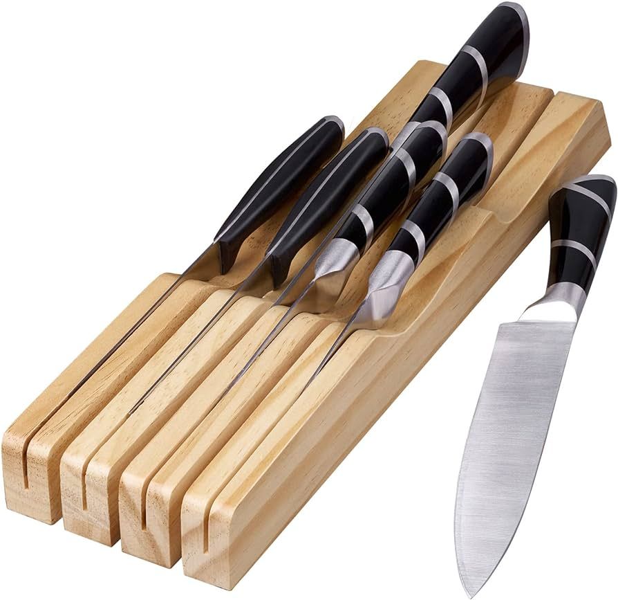 RedCall Kitchen Knife Holder for Drawer Solid Wood Universal Knife Block Without Knives,Bamboo ho... | Amazon (US)