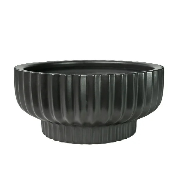 Better Homes & Gardens 12" Fischer Round Ceramic Planter, Black - Walmart.com | Walmart (US)