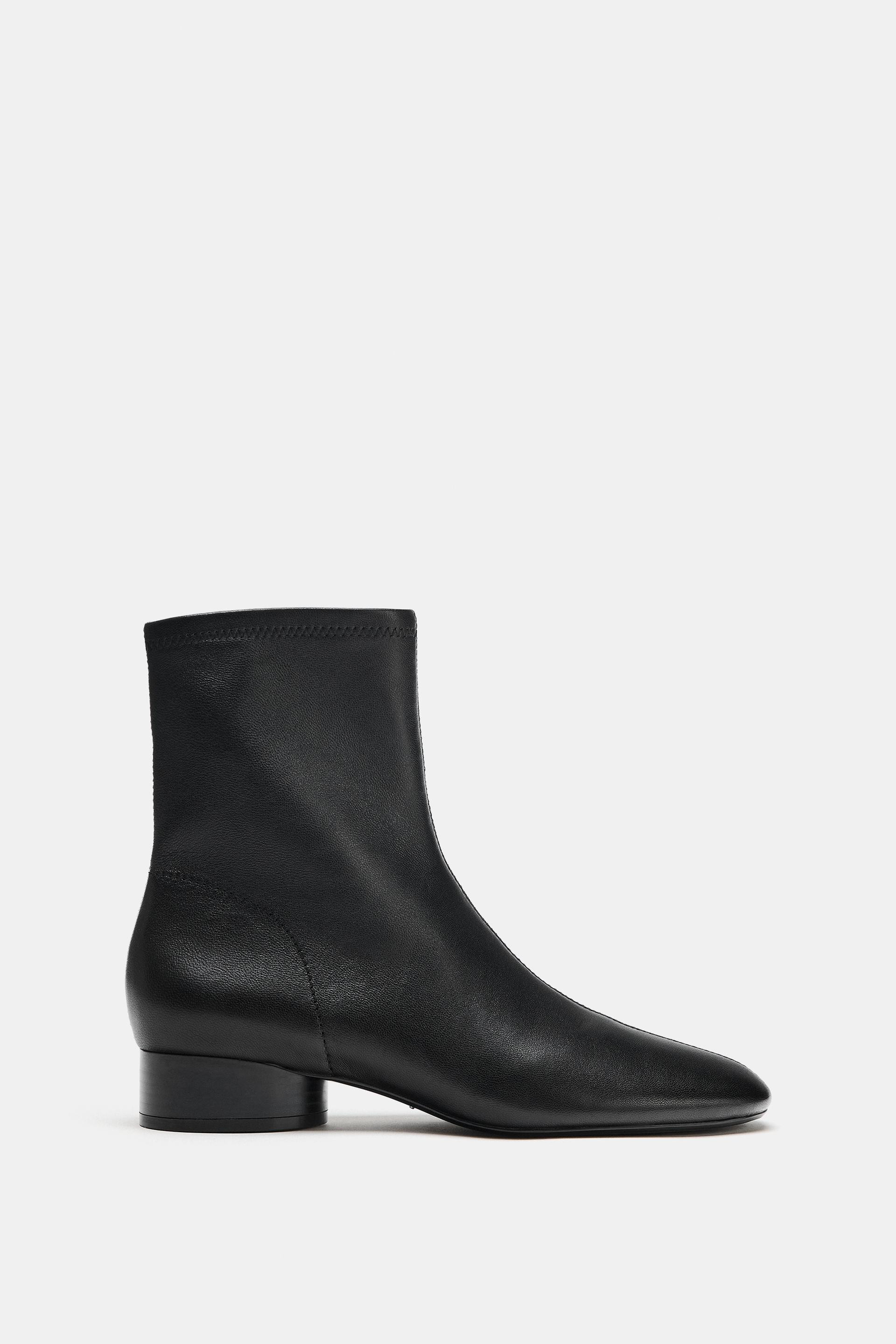 LEATHER ANKLE BOOTS | Zara US