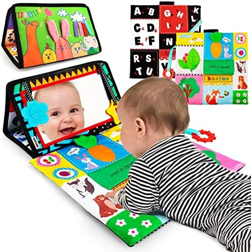 beetoy Tummy Time Baby Floor Mirror Toys with Black and White Pattern, Double High Contrast Play ... | Amazon (US)