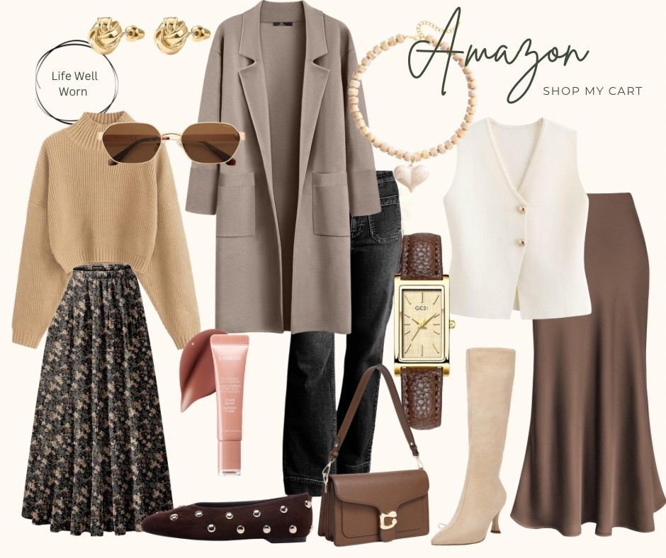 Cozy neutral outfits, Amazon fall fashion, quiet luxury dupes, winter sweaters, knit dresses, knee-high boots, and classic basics. Shop everything from my Amazon cart this week! #AmazonFinds #AmazonFashion #FallFashion #WinterOutfits #NeutralOutfits #QuietLuxury #WardrobeEssentials #AmazonStyle #FashionInspo #CapsuleWardrobe

#LTKootd #LTKFindsUnder50 #LTKStyleTip
