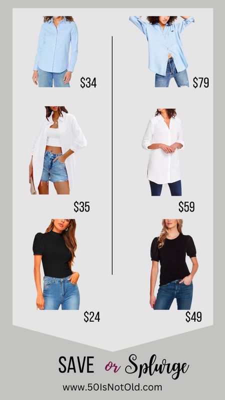 Save or Splurge Shirts
Classic shirts, button up shirt, button down shirt. 
