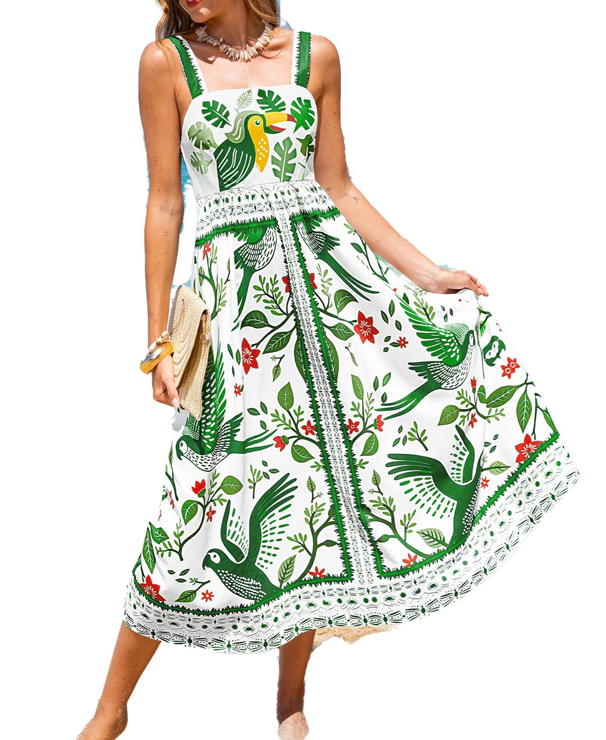 Cupshe Women's Two Can Tango Tropical Maxi Beach Dress - Light/pastel green | Macy's