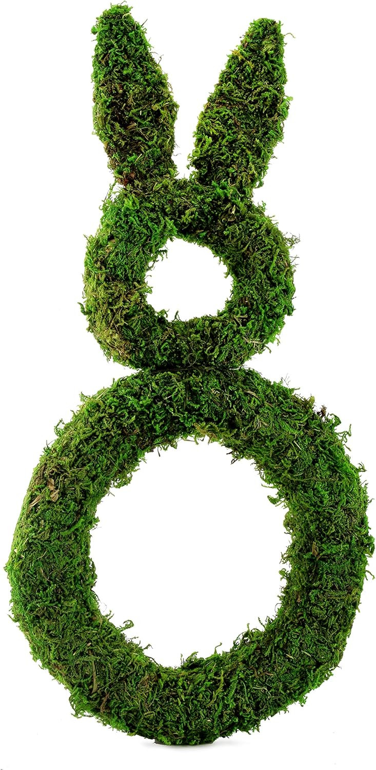 AuldHome Easter Spring Moss Wreath Base, Bunny Rabbit Shape Door Decor | Amazon (US)