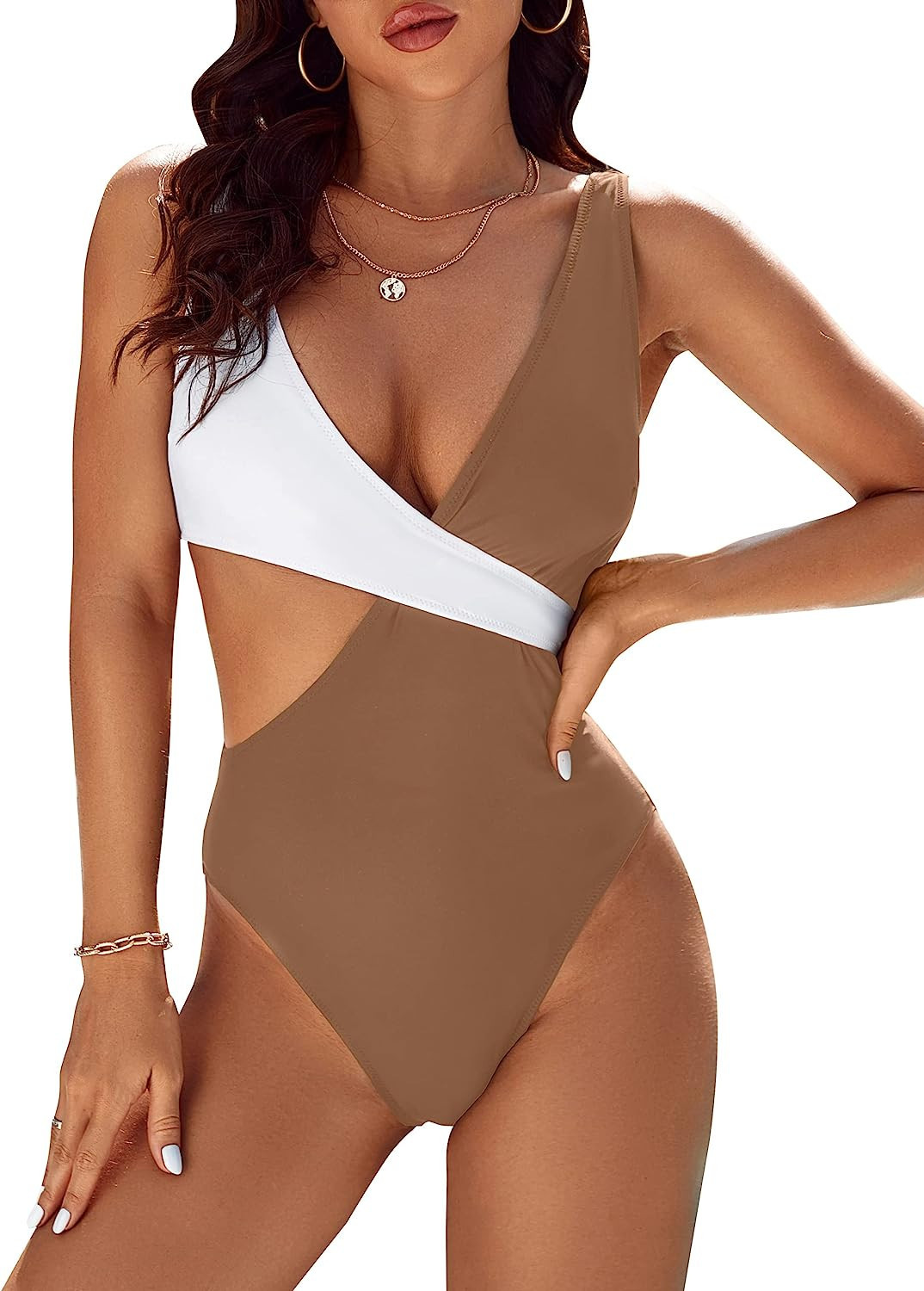 Blooming Jelly Womens One Piece Cutout Swimsuits Sexy High Cut Bathing Suits Cheeky Color Block M... | Amazon (US)