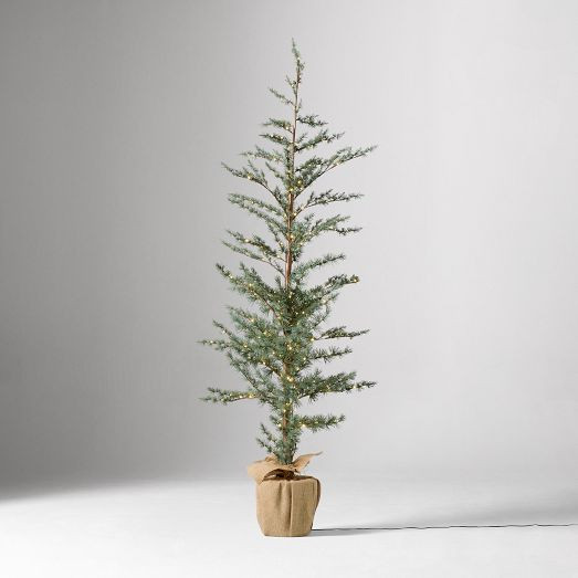 Pre-Lit Faux Blue Spruce Tree w/ Burlap Base | West Elm (US)