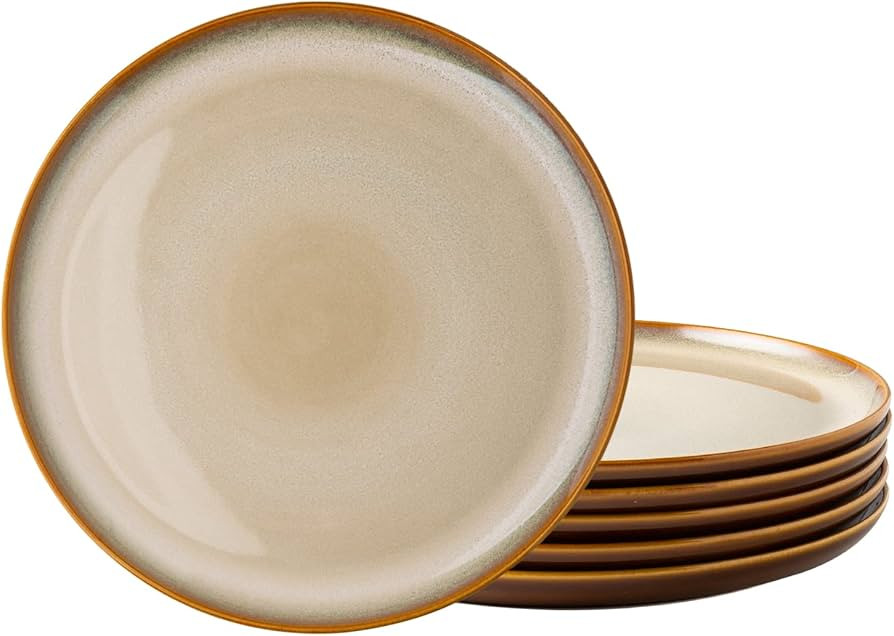 LERATIO Ceramic Plates Set of 6, 8.5 Inch Reactive Glaze Light Weight Porcelain Salad Plates,Mode... | Amazon (US)