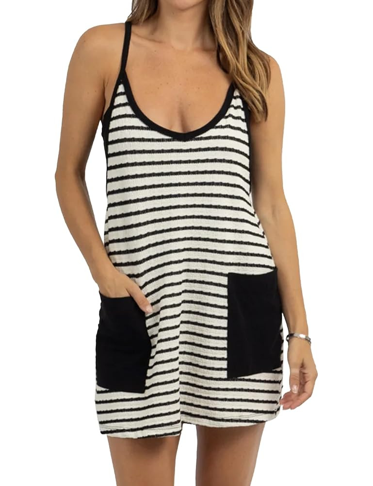Womens 2025 Summer Sleeveless Mini Dress Spaghetti Strap Sundress with Built-in Shorts Golf Athle... | Amazon (US)