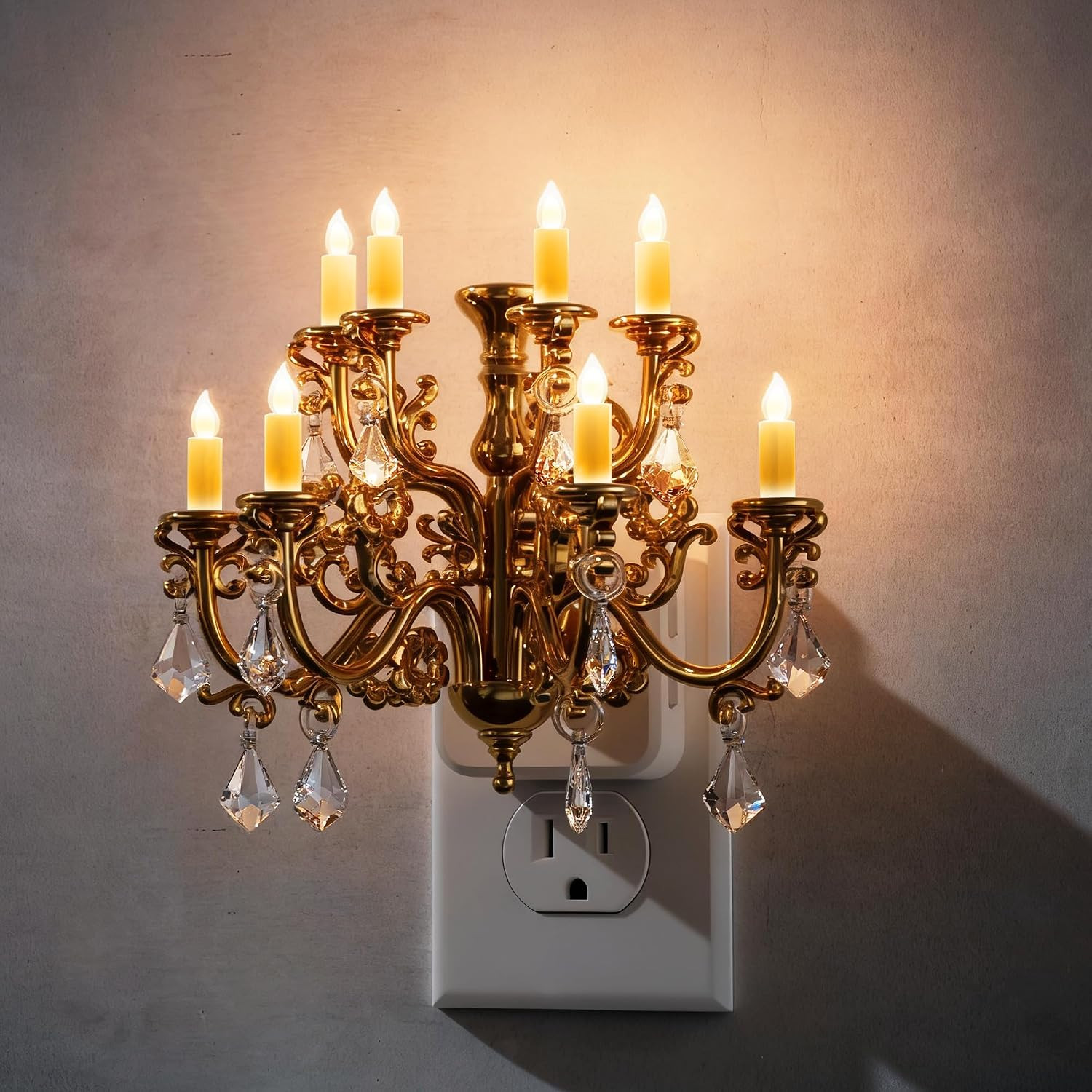 L LOHAS LED Night Lights Plug into Wall,Crystal Chandelier Candle,Vintage | Amazon (US)