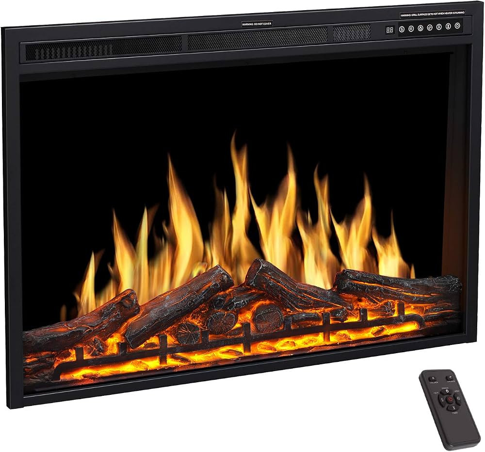 R.W.FLAME Electric Fireplace Insert 37Inch with Adjuatble Flame Colors, Log Colors, Flame Speed a... | Amazon (US)