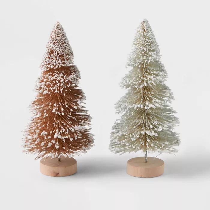 2pk Glitter Bottle Brush Christmas Tree Set Neutral - Wondershop&#8482; | Target