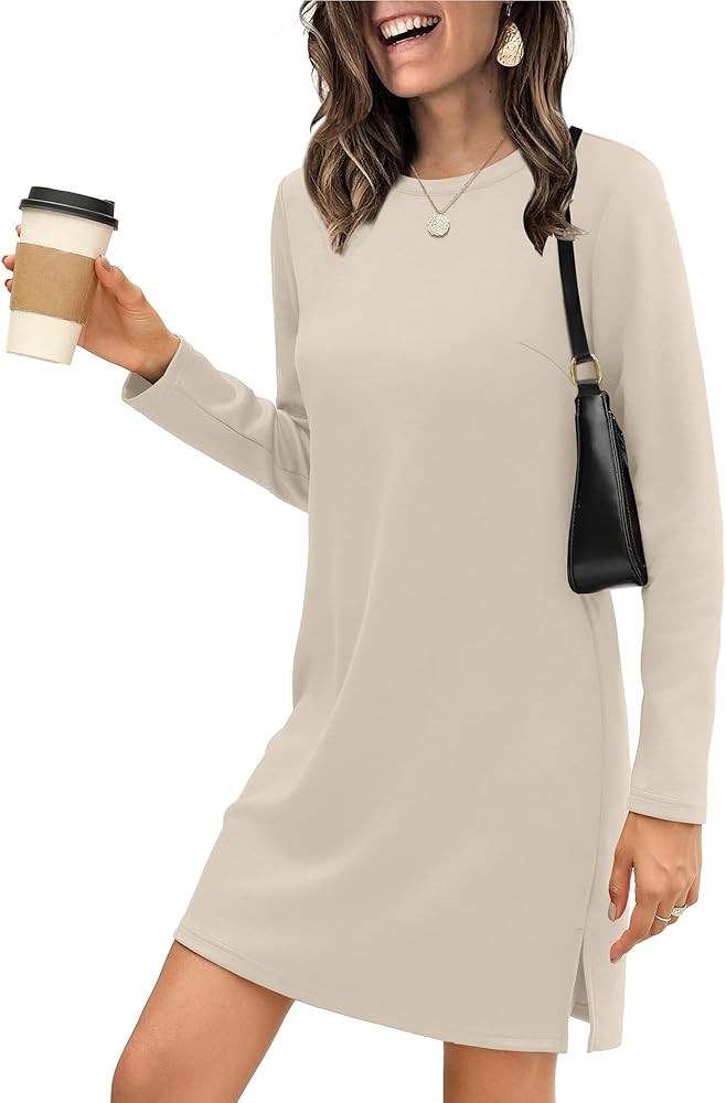 SAMPEEL Dresses for Women 2025 Casual Long Sleeve Cozy Tshirt Dress Fashion Fall Outfits | Amazon (US)