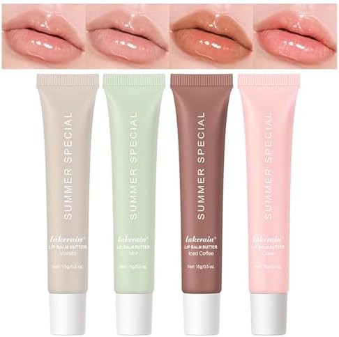 Lakerain 4 PCS Lip Glossy Butter Balm Set,Instant Moisture and Hydration Lip Gloss,Long-lasting H... | Amazon (US)